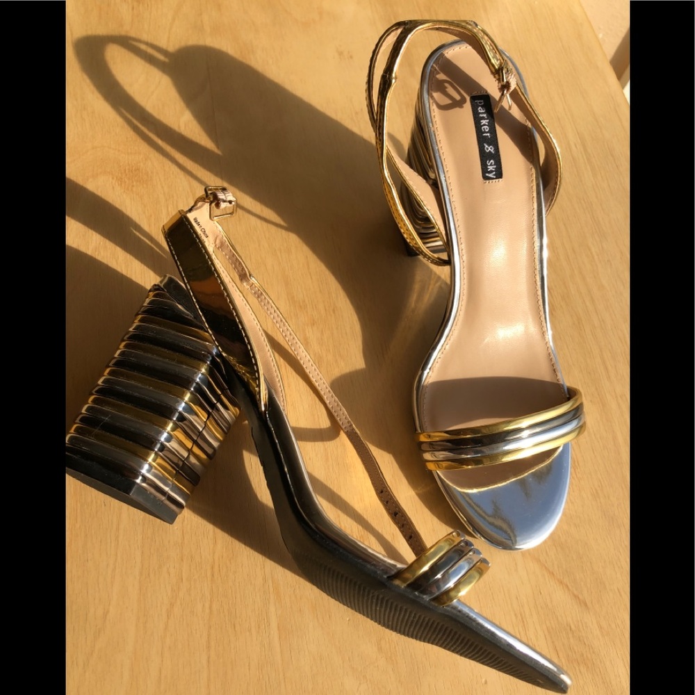 Elegant silver & gold heel sandals 8.5 Like my new